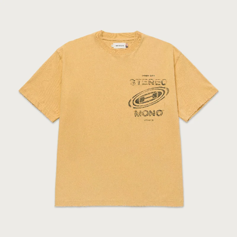 Retro Quote T-shirt-Stereo Mono Tee - Yellow