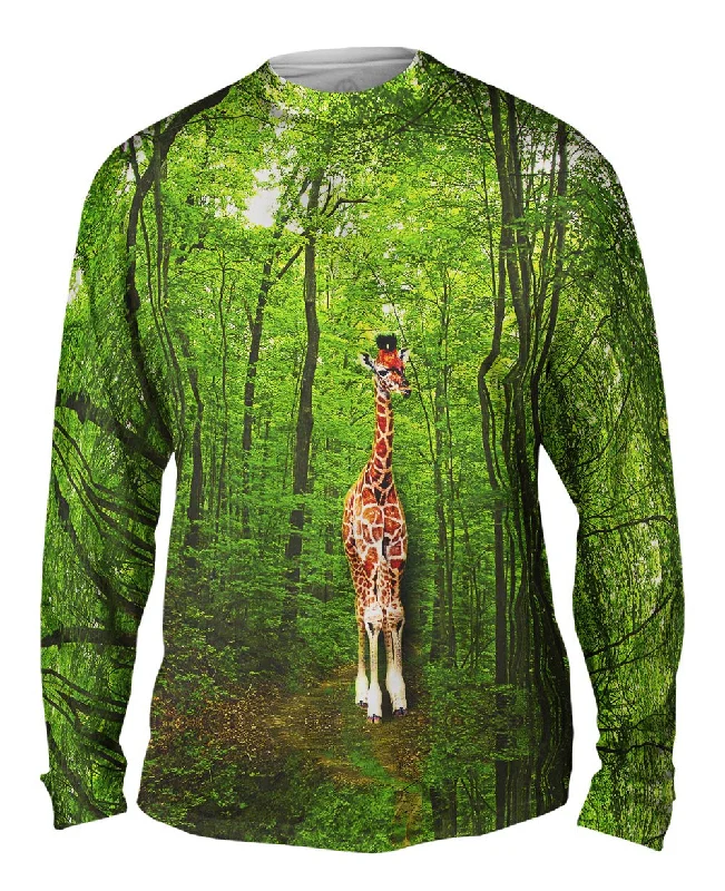 Trendy Color Block Long Sleeve-Giraffe Lost In The Forest