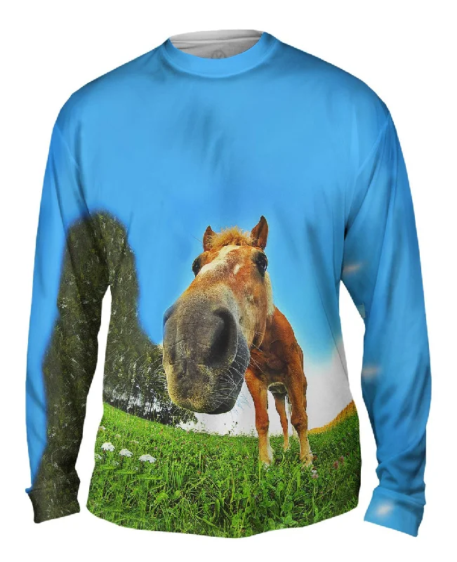 Trendy Color Long Sleeve Shirt-Funny Horse Snout