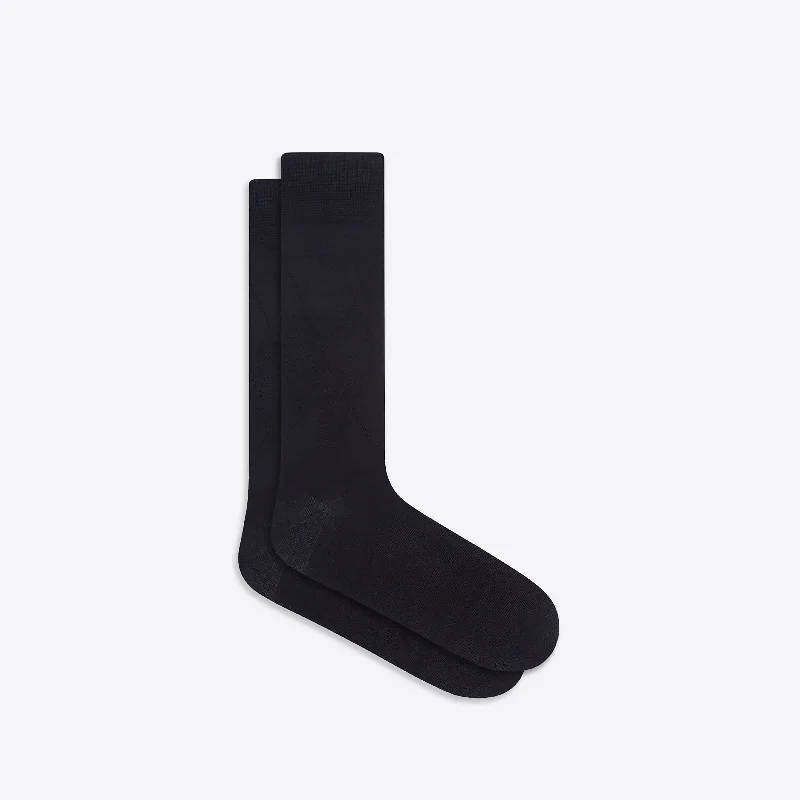 Casual Lounge Socks-Tonal Argyle Mid-Calf Socks