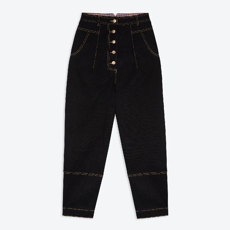 Comfortable Cargo Pants-Lowie Drill Black 5 Button Trouser