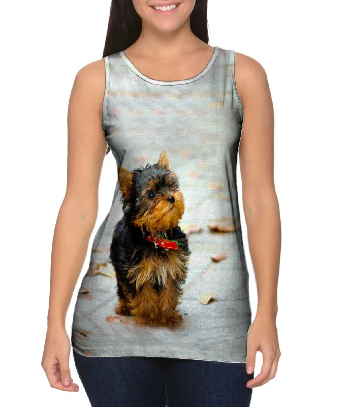 Athletic Running Tank-Curious Yorkie Puppy