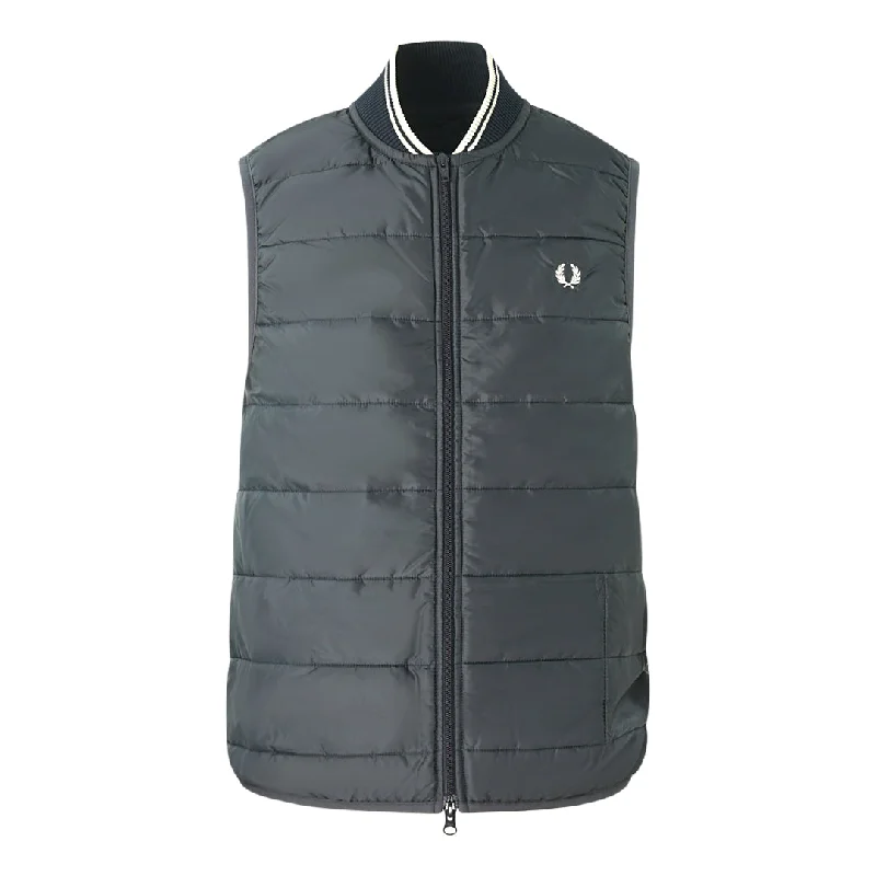 Vintage Sports Jacket-Fred Perry x Lavenham Quilted Blue Gilet Jacket