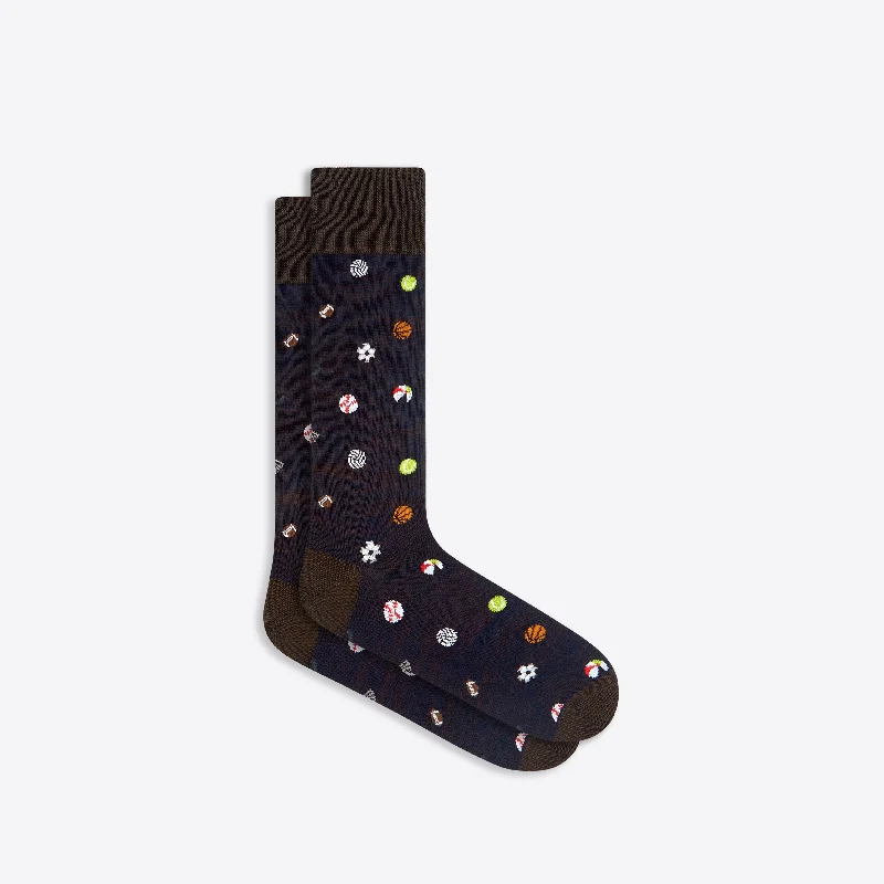 Cool Patterned Socks-Ball Games Mid-Calf Socks