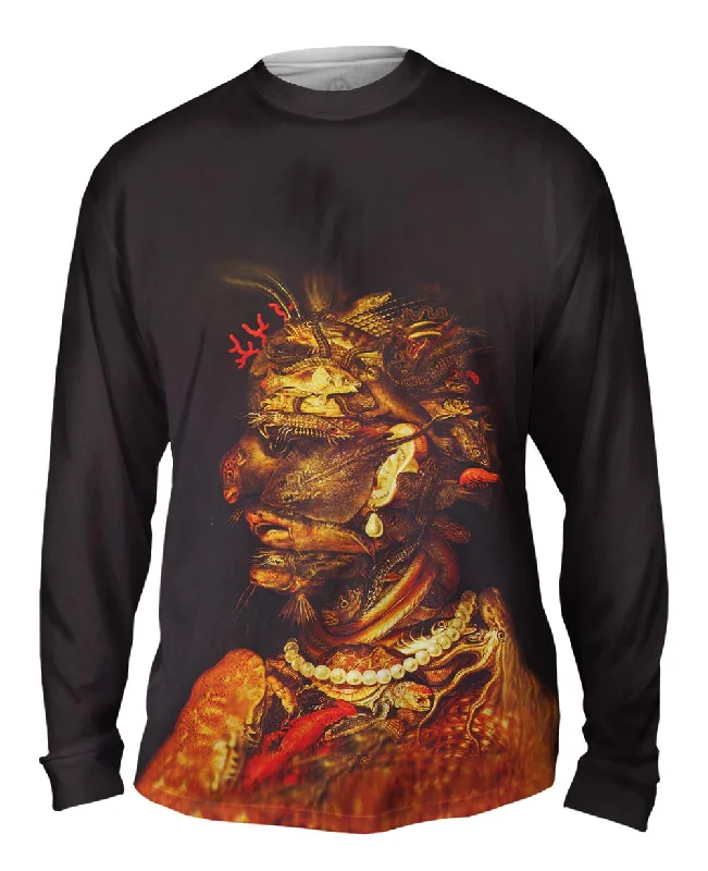 Sports Fan Long Sleeve Shirt-Giuseppe Arcimboldo - "Water" (1566)