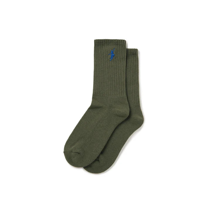 Custom Team Socks-Polar Skate Co. - Rib Socks No Comply - Dusty Olive/Blue