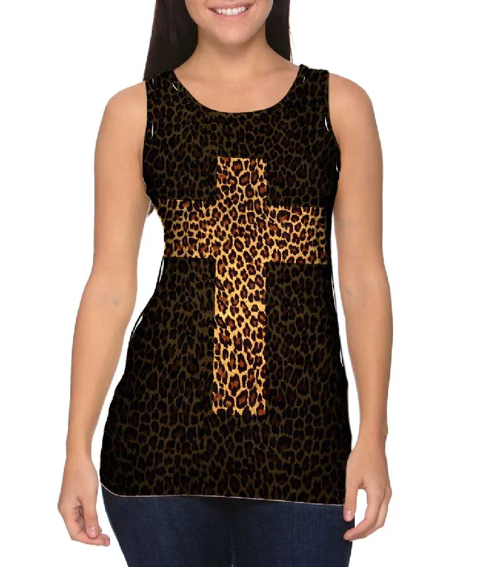 Motivational Quote Tank-Cross Cheetah Animal Skin