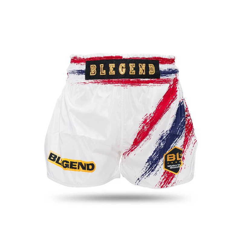 Comfortable Sweat Shorts-Blegend Boxing Shorts Thai Legend White