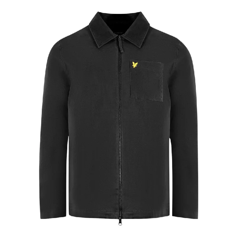 Cozy Casual Jacket-Lyle & Scott Twill Black Overshirt Jacket