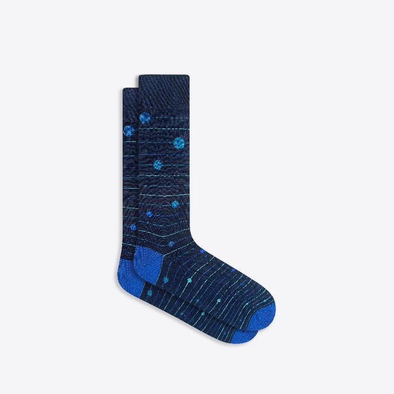 Breathable Workout Socks-Stripe and Dot Mid-Calf Socks