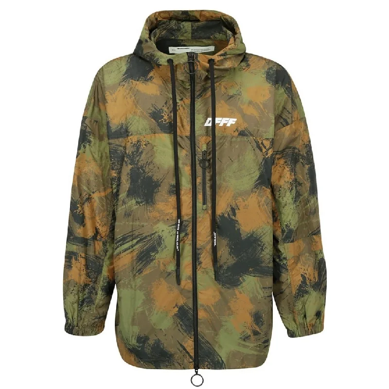 Insulated Winter Jacket-Off White Camo Paintbrush Windbreaker Jacket