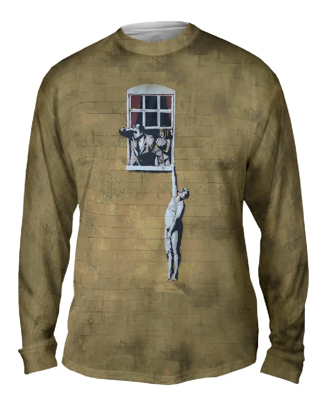 Urban Fashion Long Sleeve Shirt-Graffiti Banksy Window Lover