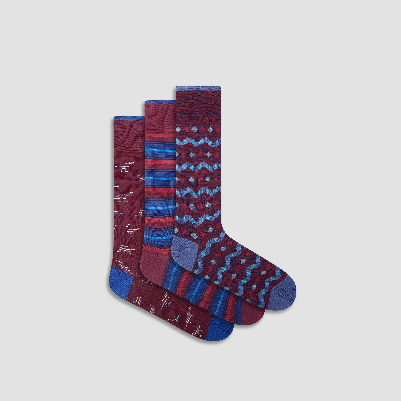 Comfortable Wool Socks-Three-Pair Assorted Sock Box