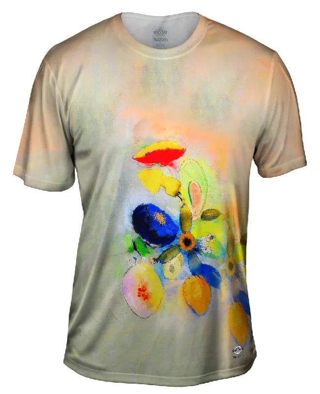 Soft Cotton T-shirt-Odilon Redon - "Symbolism Flowers"