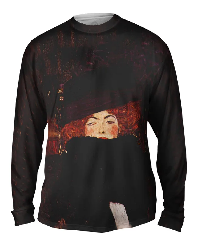 Soft Stretch Long Sleeve Shirt-Gustav Klimt -"Lady with Hat and Featherboa" (1909)