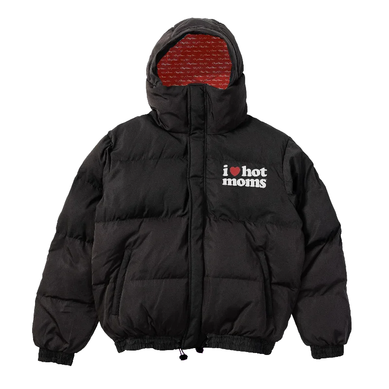 Windbreaker Outdoor Jacket-I Heart Hot Moms Puffer Jacket