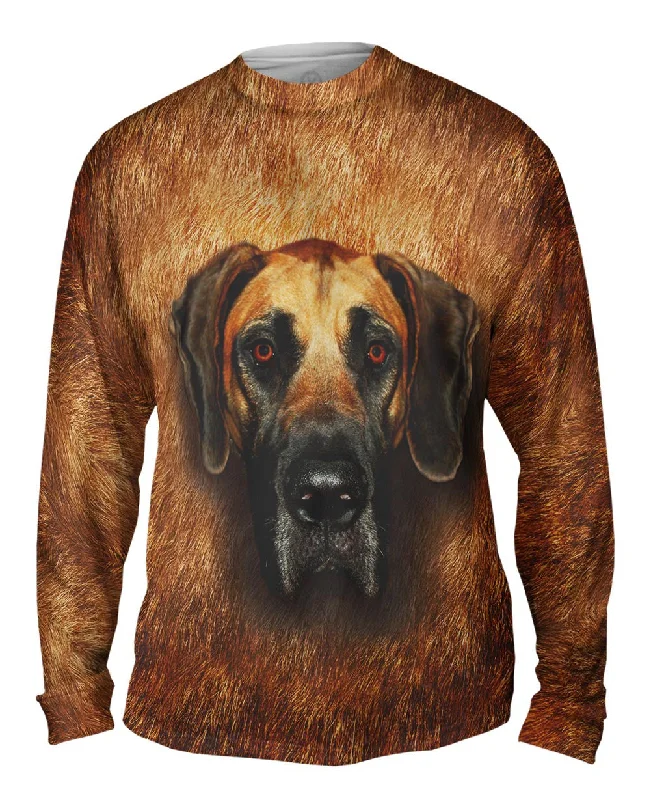 Cool Slogan Long Sleeve Shirt-Great Dane Face