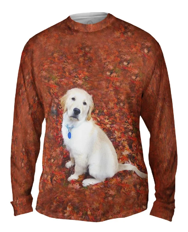 Cozy Cotton Long Sleeve Shirt-Golden Lab Enjoys Fall