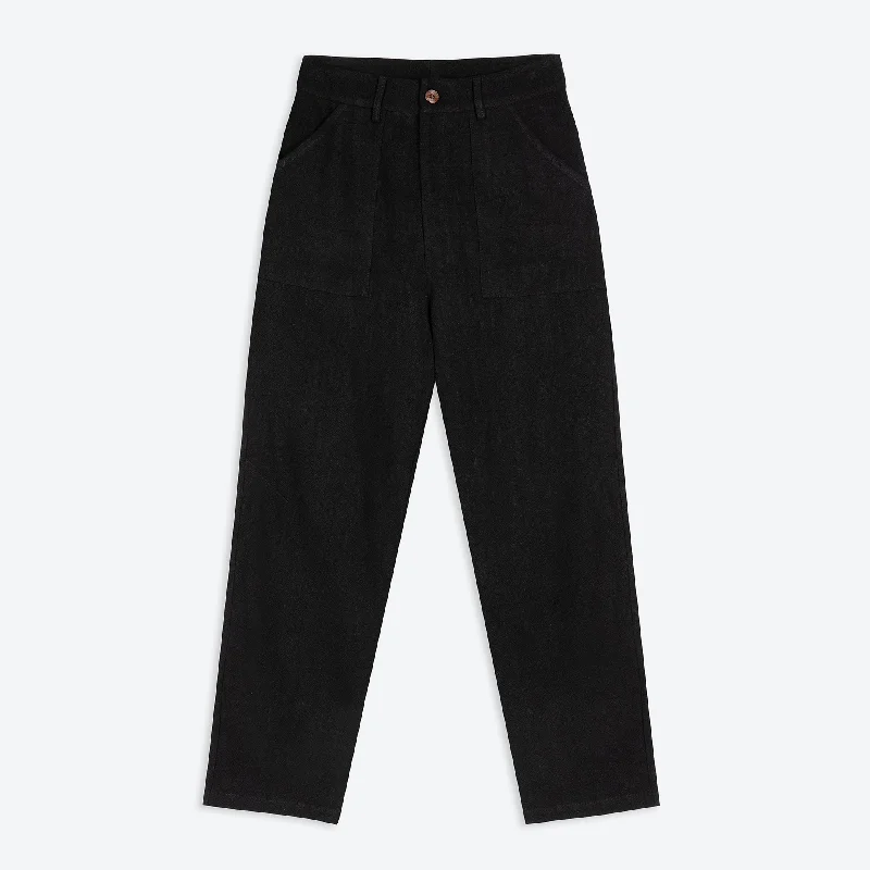 Custom Embroidered Pants-Lowie Viscose Linen Black Natalie Trouser