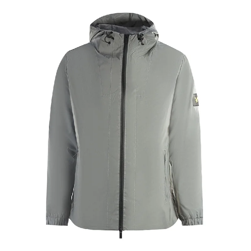 Zip-Up Hoodie Jacket-Lyle & Scott Lightweight Reflective Grey Hooded Jacket