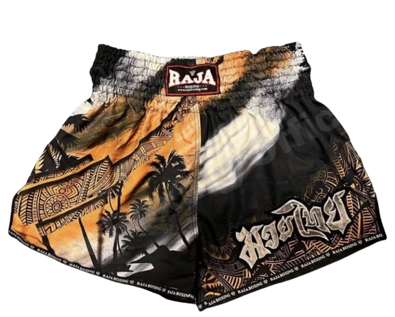 Graphic Print Running Shorts-Raja Muay Thai Shorts Sunset