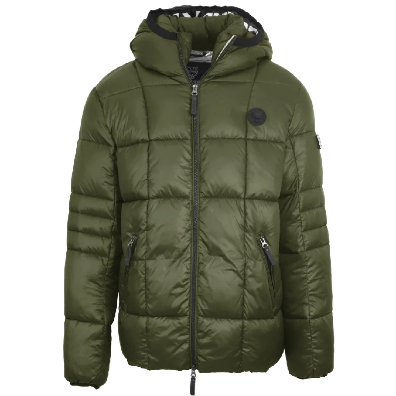 Soft Stretch Jacket-Plein Sport Small Circle Logo Quilted Green Jacket