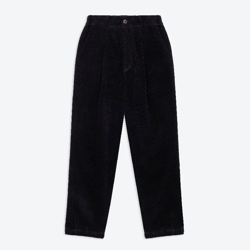 Comfortable Travel Pants-Lowie Black Corduroy Easy Trouser