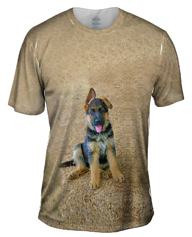 Hand-Drawn Design T-shirt-German Shepherd Puppy