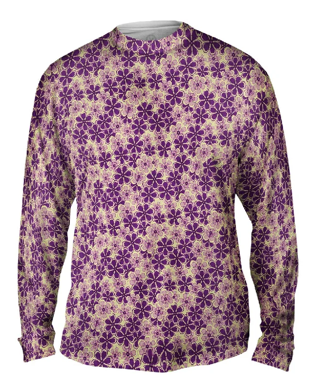 Casual Pullover Long Sleeve-Flower Garden Purple Mint