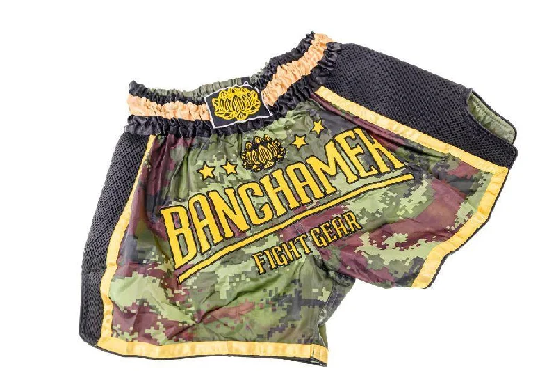 Stylish Cargo Style Shorts-Buakaw Shorts BFG5-1 CAMO BLACK GOLD