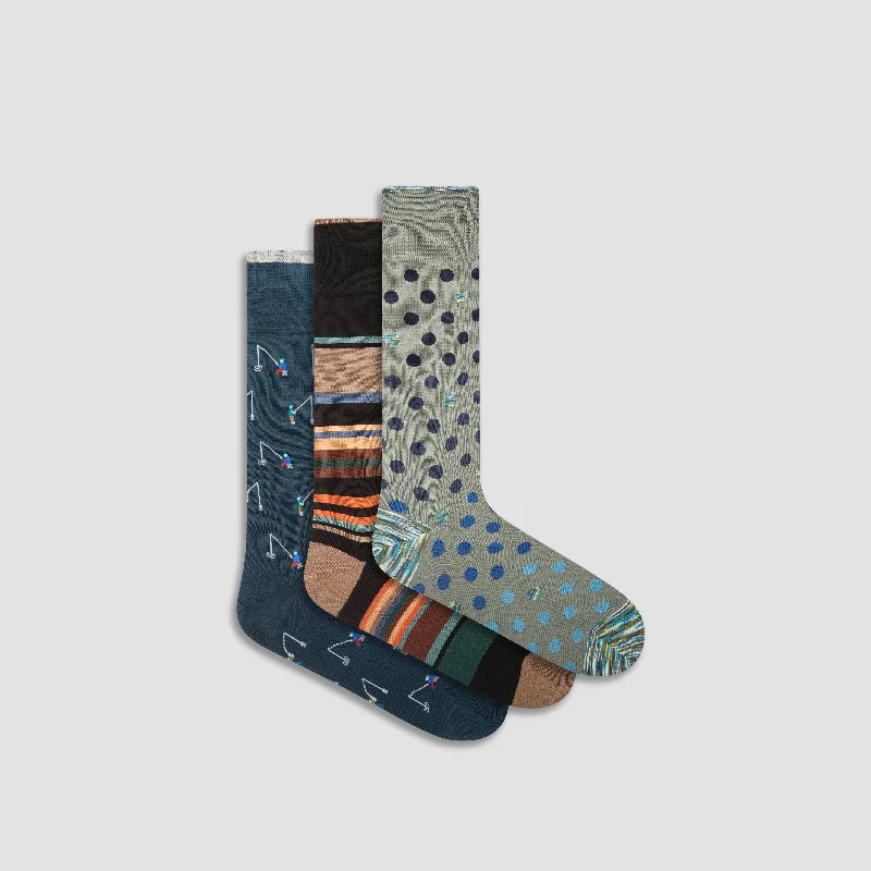 Casual Fit Socks-Three-Pair Assorted Sock Box