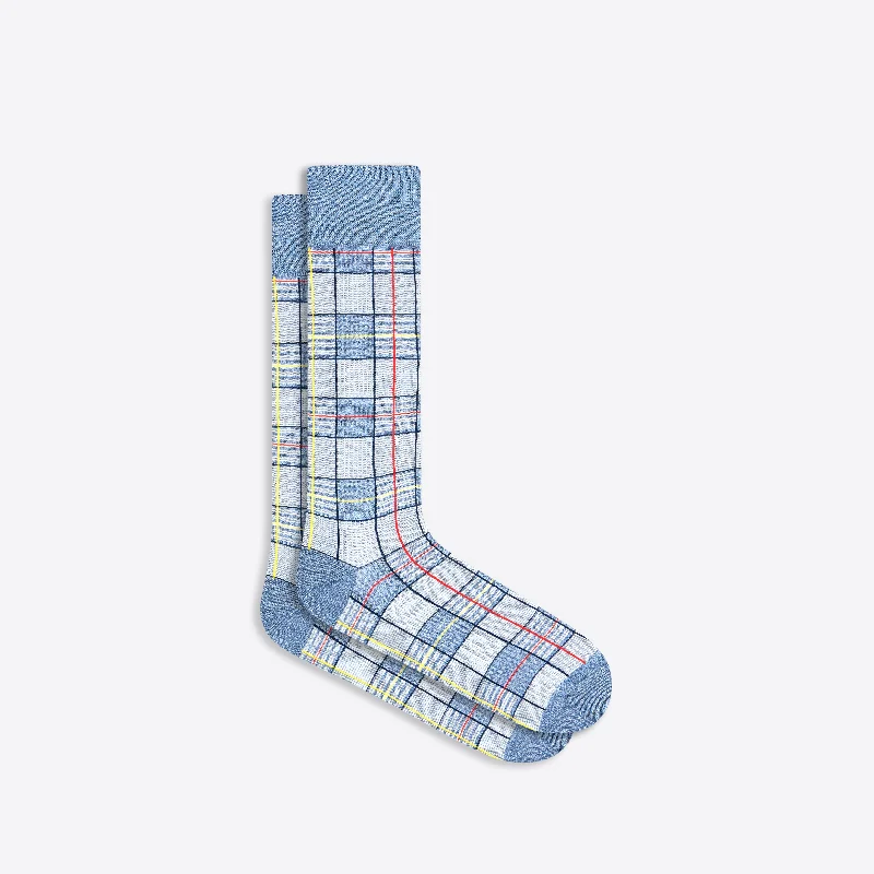 Custom Embroidered Socks-Plaid Check Mid-Calf Socks