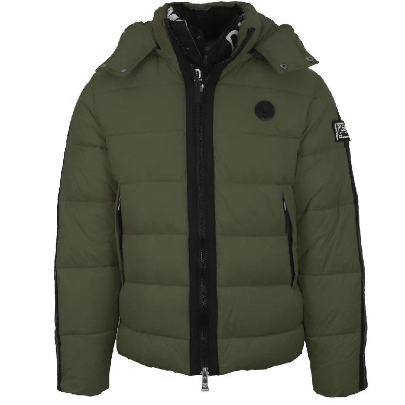 Casual Zip Jacket-Plein Sport Padded Small Circular Logo Green Jacket