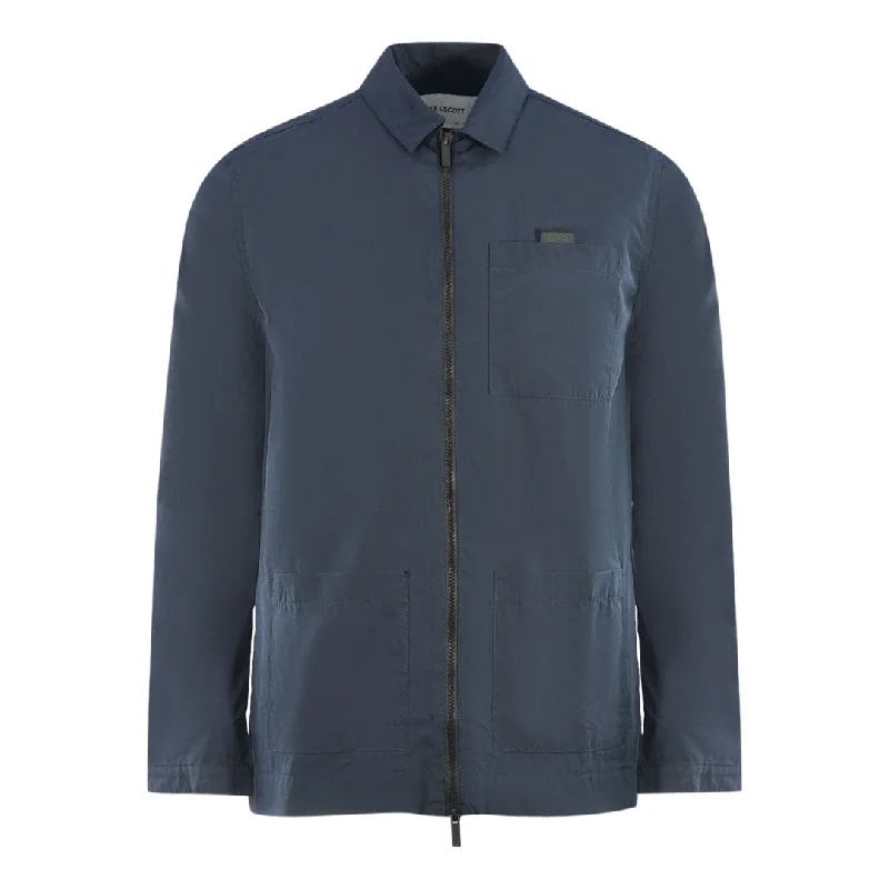 Outdoor Gear Jacket-Lyle & Scott Cotton Ripstop Navy Blue Overshirt Jacket