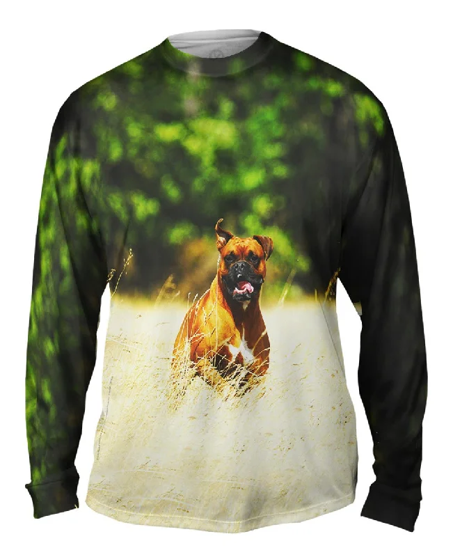 Casual Long Sleeve Shirt-Excited Boxer Sprinting