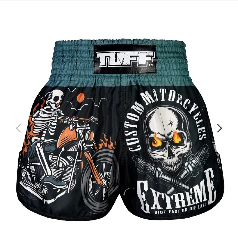 Light Cotton Shorts-Tuff Muay Thai Shorts  Tuf-RMS 109 Black