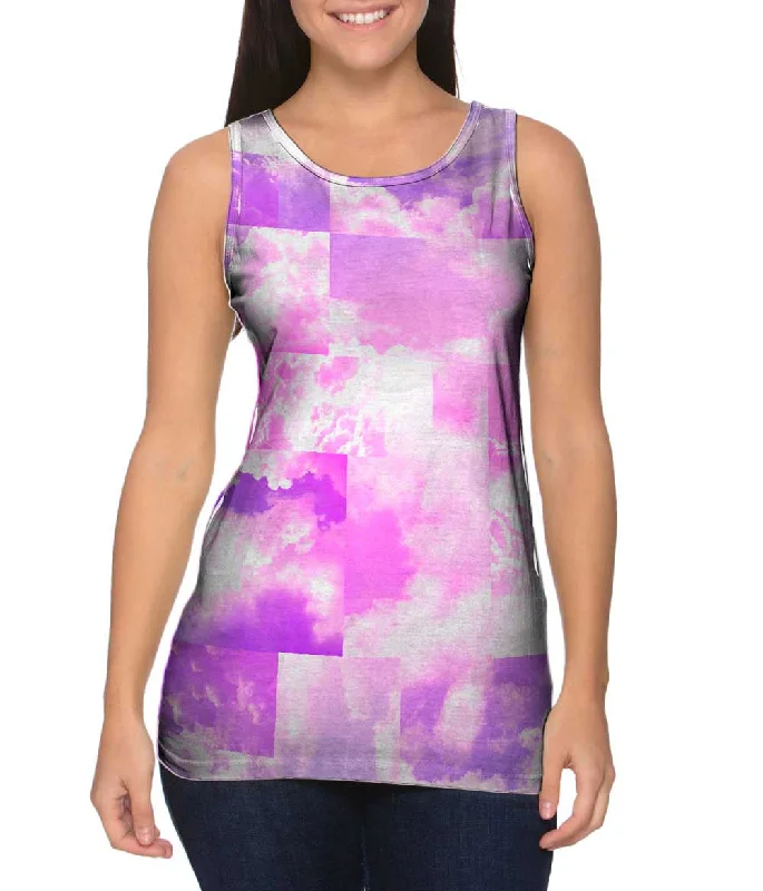 Stylish Gym Tank Top-Cloud Collage Blue Pink