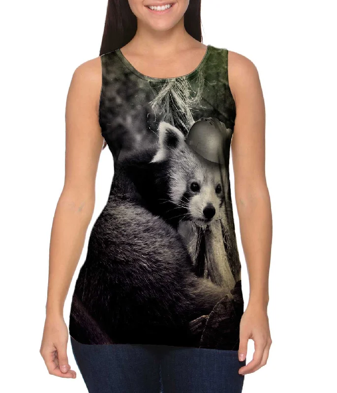 Relaxed Casual Tank Top-Construction Hat Red Panda