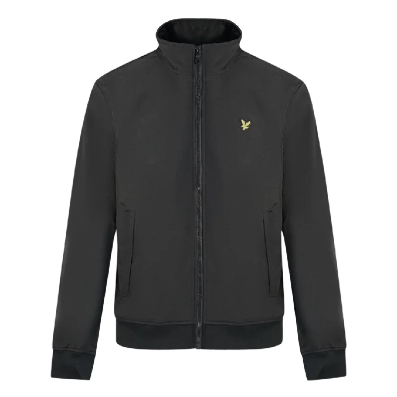 Casual Zipper Jacket-Lyle & Scott Fleece Lined Funnel Neck Jet Black Jacket