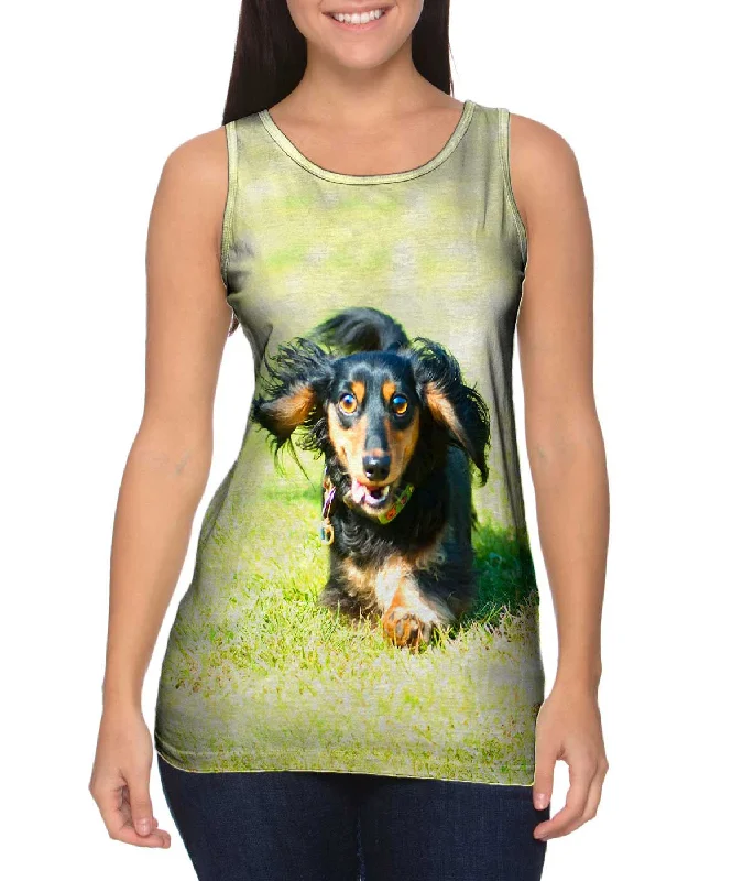 Lightweight Beach Tank-Dashing Dachshund