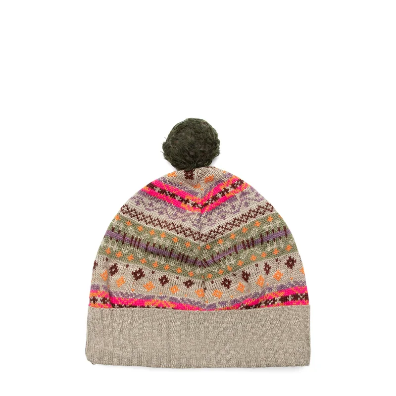 Custom Logo Hat-7G WOOL FAIR ISLE BIVOUAC SKI CAP