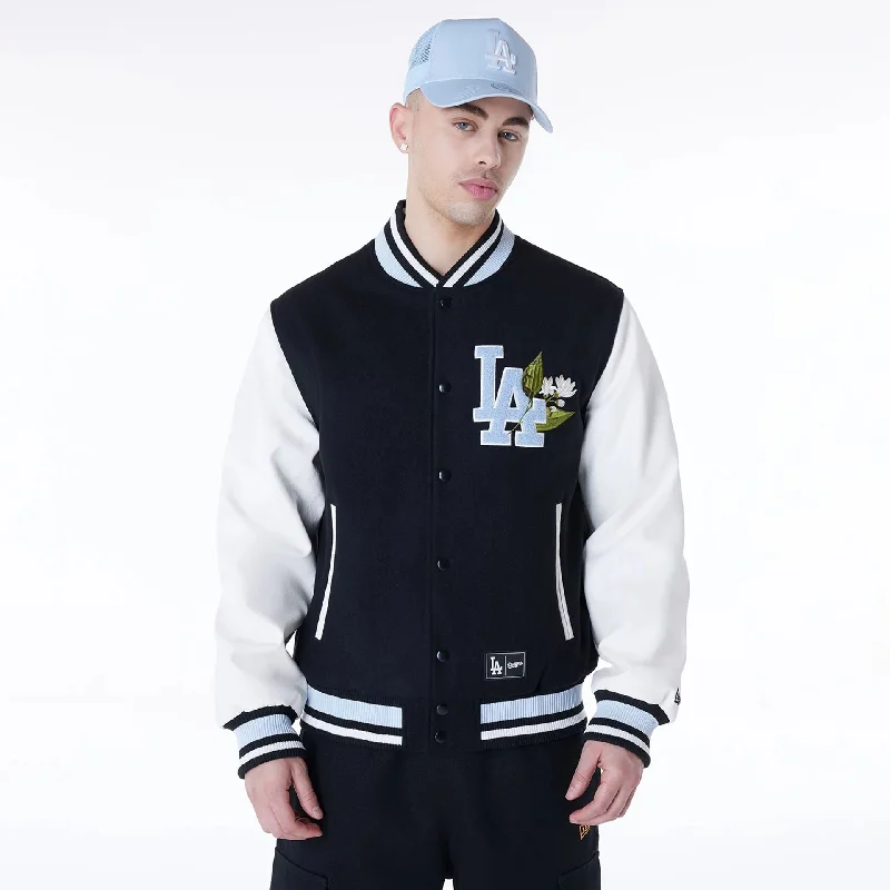 Thermal Lined Jacket-LA Dodgers MLB Floral Black Jacket