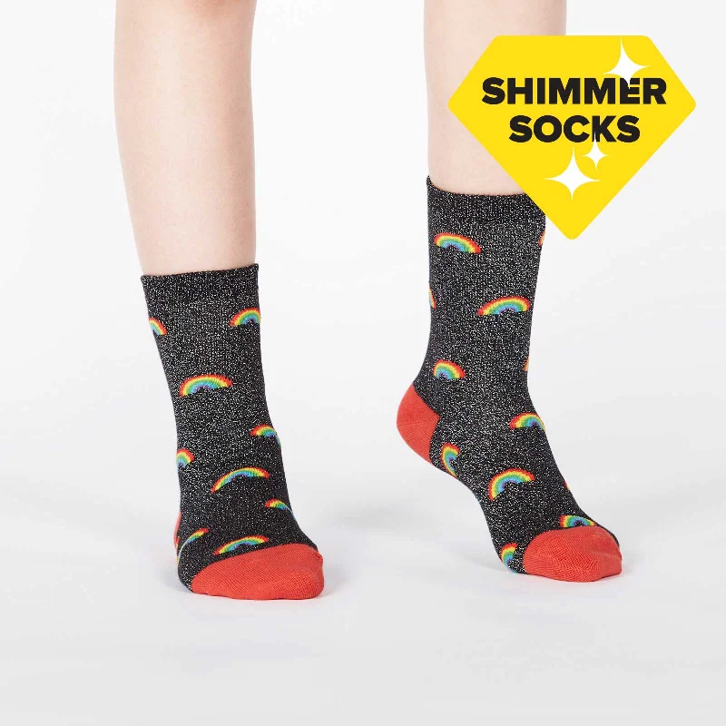 Colorful Fun Socks-Sock it to Me Glitter over the Rainbow Junior Crew Socks