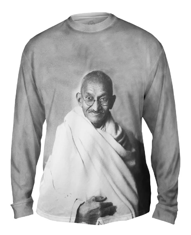 Retro Design Long Sleeve Shirt-Gandhi - "Way Of Peace"