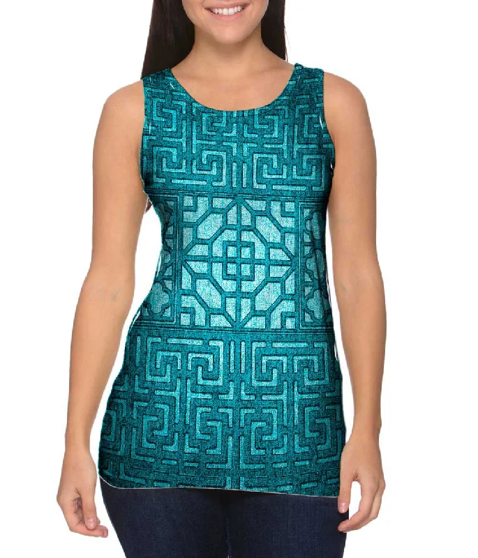 Sports Performance Sleeveless Top-Eastern Tapestry Turquoise