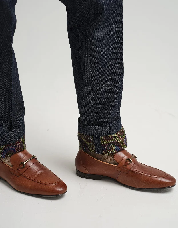 Relaxed Fit Pants-Indigo Denim & Paisley Trouser GOLD