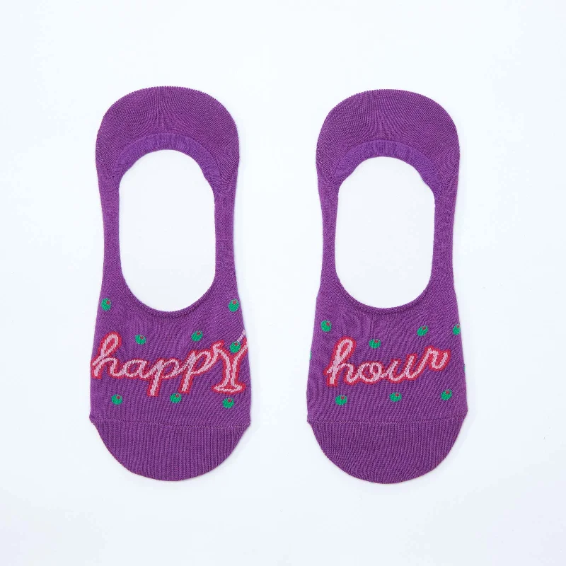 Lightweight Travel Socks-Sock it to Me No Show Happy Hour Womens Ankle Socks