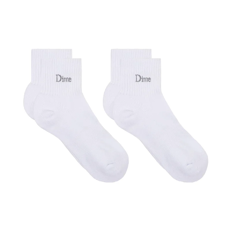 Custom Printed Ankle Socks-Dime Classic 2 Pack Socks - White