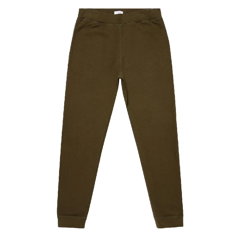 Comfortable Travel Pants-Sunspel Loopback Track Pant Dark Moss