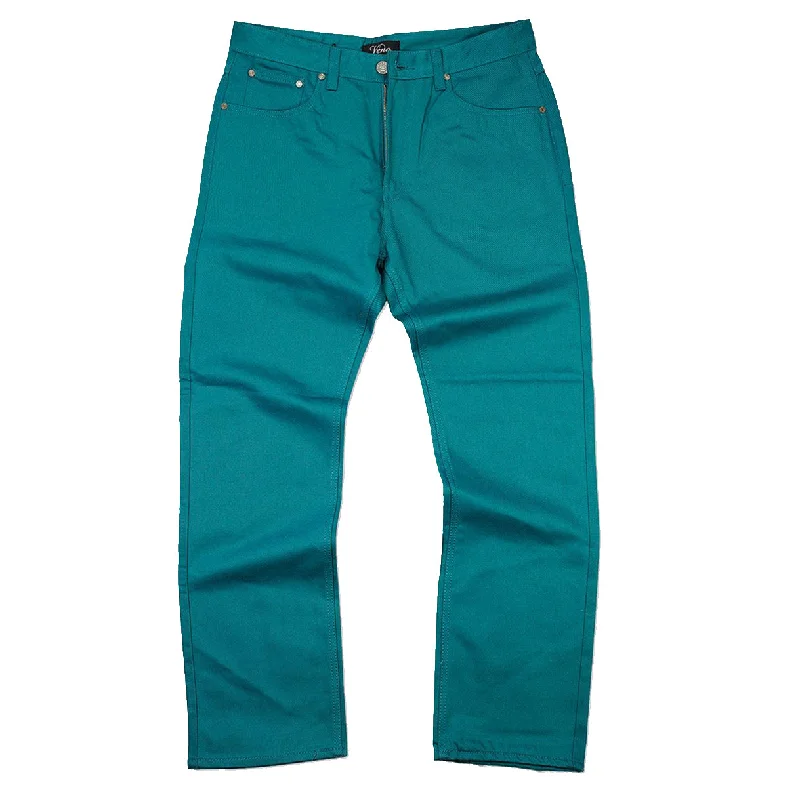 Cozy Wool Pants-V1761 Veno Twill Denim Jeans - Teal